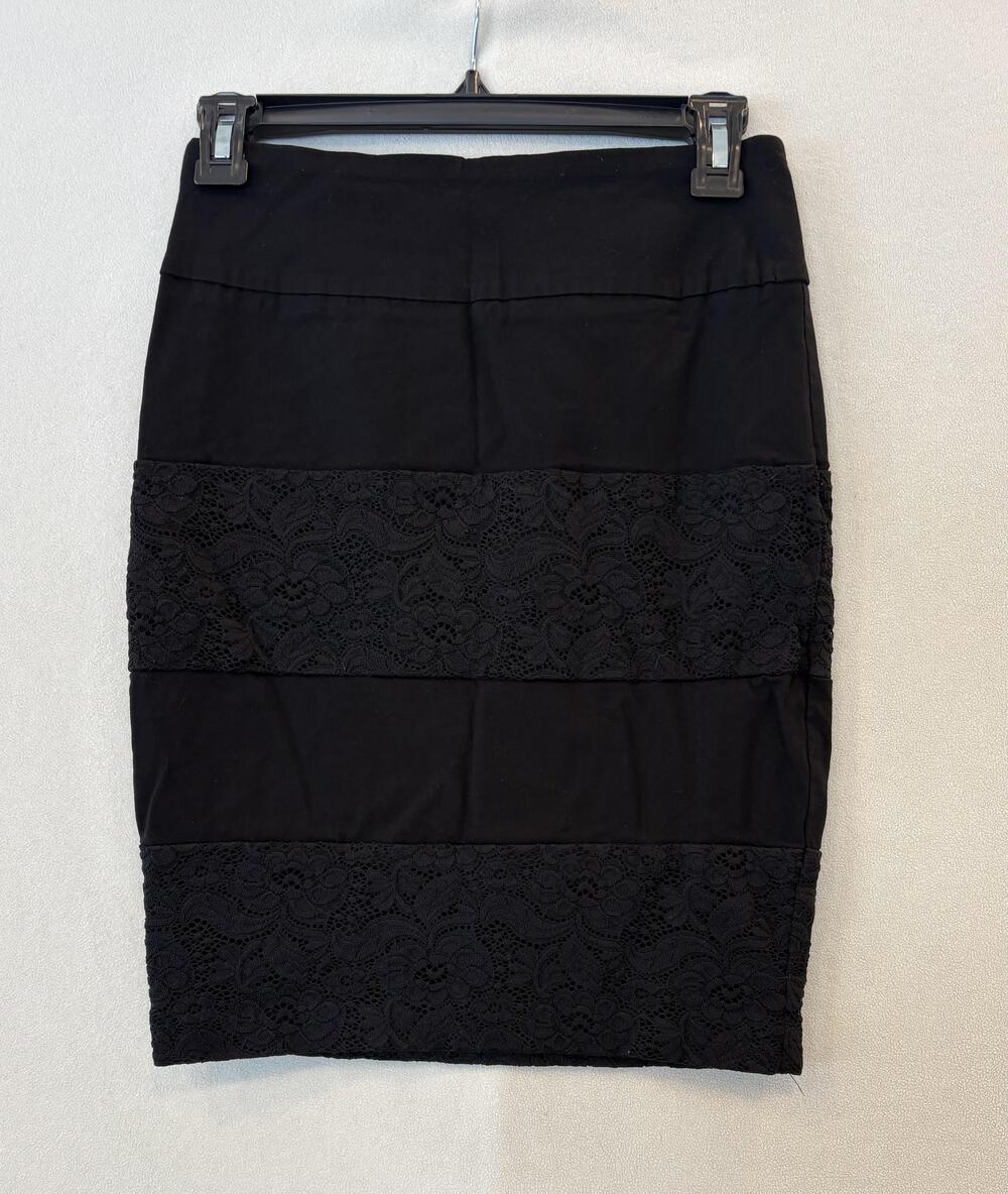 Joe B Skirt Womens Medium Black Floral Lace Pencil Short Pull On